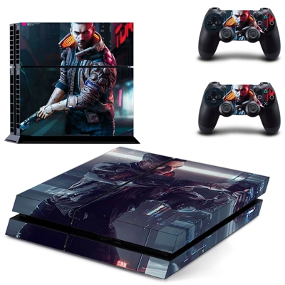 Cyberpunk 2077 skin sticker for playstation 4 console and two controllers