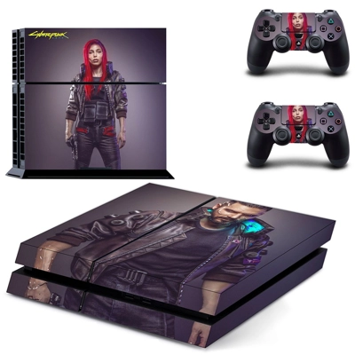 Cyberpunk 2077 skin sticker for playstation 4 console and two controllers