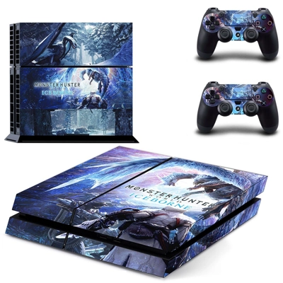 Monster Hunter World iceborne skin sticker for playstation 4 console and two controllers