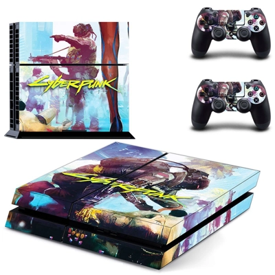 Cyberpunk 2077 skin sticker for playstation 4 console and two controllers