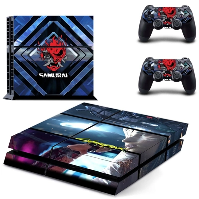 Cyberpunk 2077 skin sticker for playstation 4 console and two controllers