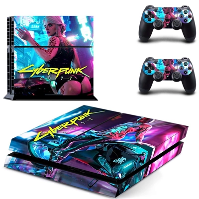 Cyberpunk 2077 skin sticker for playstation 4 console and two controllers