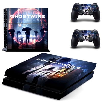 GhostWire skin sticker for playstation 4 console and two c.. GhostWire skin sticker for playstation 4 console and two c..