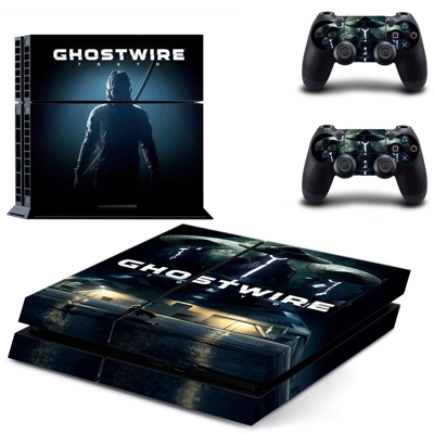 GhostWire skin sticker for playstation 4 console and two c.. GhostWire skin sticker for playstation 4 console and two c..