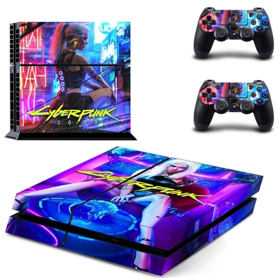 Cyberpunk 2077 skin sticker for playstation 4 console and two controllers