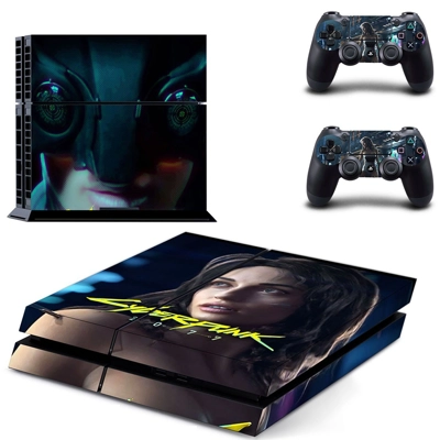 Cyberpunk 2077 skin sticker for playstation 4 console and two controllers