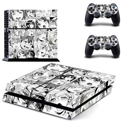 Anime Ahegao Girl skin sticker for playstation 4 console and two controllers