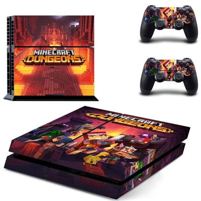 Minecraft Dungeons skin sticker for playstation 4 console and two controllers