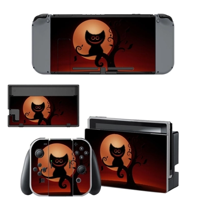Black cat and moon decal skin for Nintendo Switch Console .. Black cat and moon decal skin for Nintendo Switch Console ..