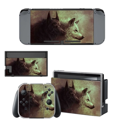 Pair wolf decal skin for Nintendo Switch Console and Controllers