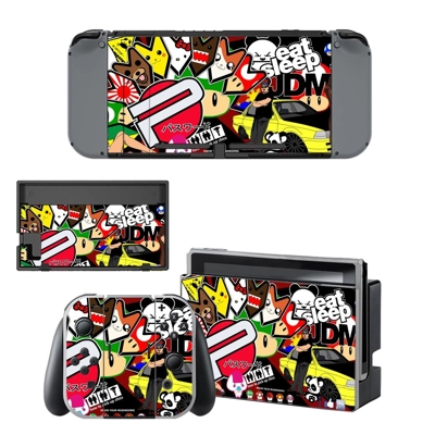 Geomatric cartoon decal skin for Nintendo Switch Console a..