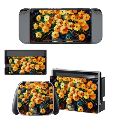 Flower paintaing decal skin for Nintendo Switch Console and Controllers