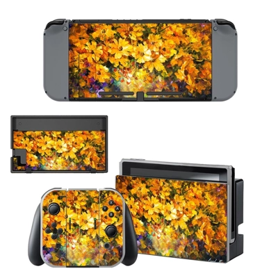 Yellow flowers oil painting decal skin for Nintendo Switch Console and Controllers