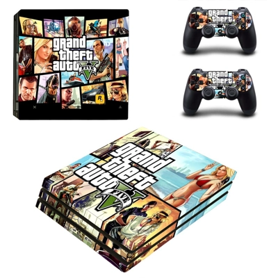 Grand Theft Auto V decal skin for PS4 Pro Console and 2 Controllers