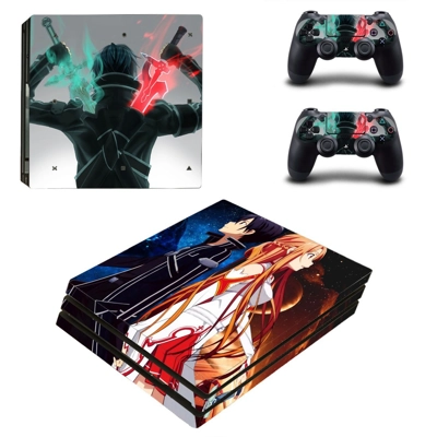 Kirito decal skin for PS4 Pro Console and 2 Controllers Kirito decal skin for PS4 Pro Console and 2 Controllers