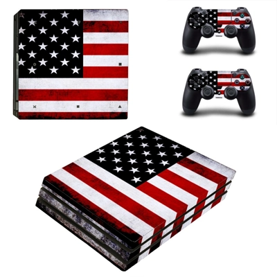 USA Flag decal skin for PS4 Pro Console and 2 Controllers USA Flag decal skin for PS4 Pro Console and 2 Controllers