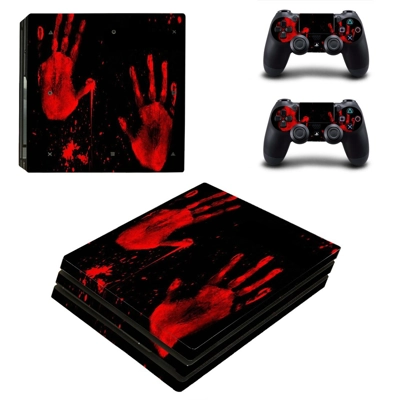 Red hands decal skin for PS4 Pro Console and 2 Controllers Red hands decal skin for PS4 Pro Console and 2 Controllers