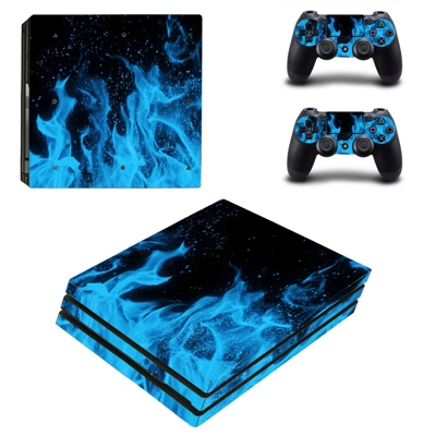 Blue Fires decal skin for PS4 Pro Console and 2 Controllers Blue Fires decal skin for PS4 Pro Console and 2 Controllers