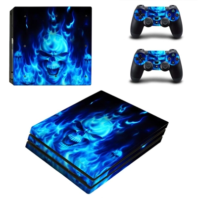 Fires Skull decal skin for PS4 Pro Console and 2 Controllers Fires Skull decal skin for PS4 Pro Console and 2 Controllers