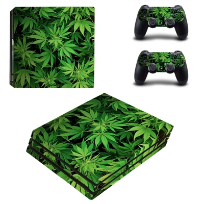 Weed Plant Leaves decal skin for PS4 Pro Console and 2 Controllers