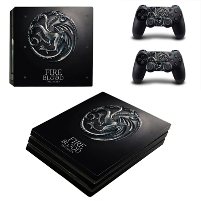 Fire and blood targaryen decal skin for PS4 Pro Console and 2 Controllers