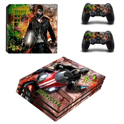 Watch Dog2 decal skin for PS4 Pro Console and 2 Controllers Watch Dog2 decal skin for PS4 Pro Console and 2 Controllers