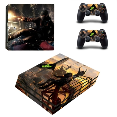 Watch Dog2 decal skin for PS4 Pro Console and 2 Controllers Watch Dog2 decal skin for PS4 Pro Console and 2 Controllers