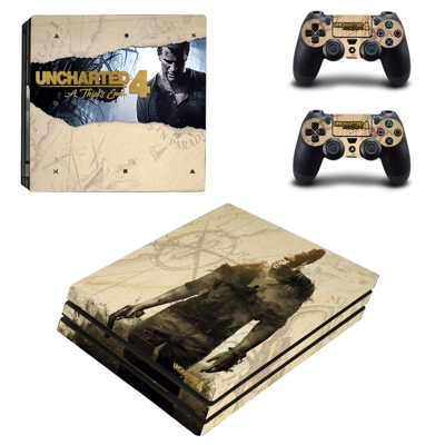 Uncharted 4 decal skin for PS4 Pro Console and 2 Controllers Uncharted 4 decal skin for PS4 Pro Console and 2 Controllers