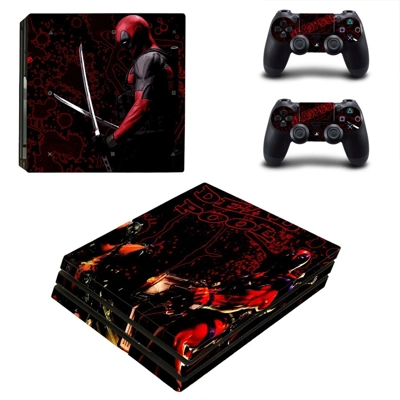 Deadpool decal skin for PS4 Pro Console and 2 Controllers