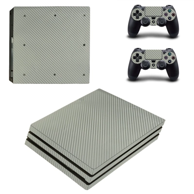 Grey fiber decal skin for PS4 Pro Console and 2 Controllers