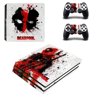Deadpool decal skin for PS4 Pro Console and 2 Controllers