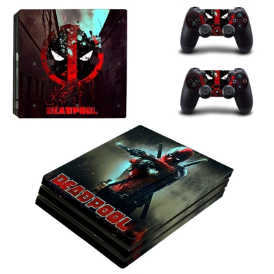 Deadpool decal skin for PS4 Pro Console and 2 Controllers