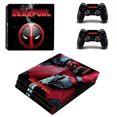 Deadpool decal skin for PS4 Pro Console and 2 Controllers