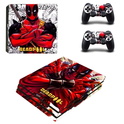 Deadpool decal skin for PS4 Pro Console and 2 Controllers