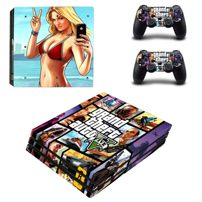 GTA V decal skin for PS4 Pro Console and 2 Controllers