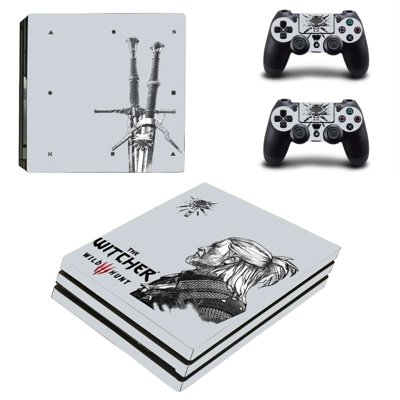 The Witcher Wild Hunt decal skin for PS4 Pro Console and 2 Controllers