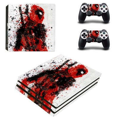 Deadpool decal skin for PS4 Pro Console and 2 Controllers