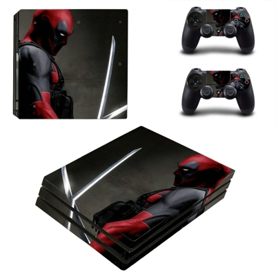 Deadpool decal skin for PS4 Pro Console and 2 Controllers