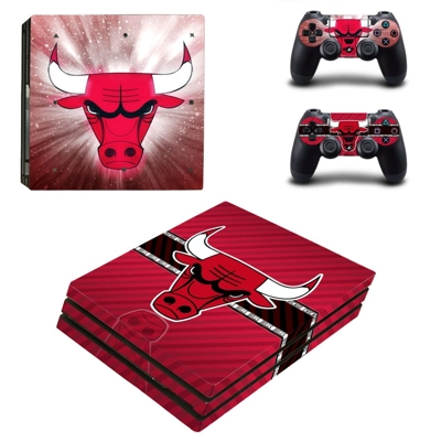 Chicago Bulls decal skin for PS4 Pro Console and 2 Control..