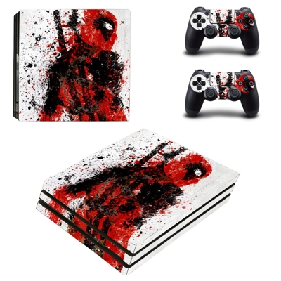 Deadpool decal skin for PS4 Pro Console and 2 Controllers