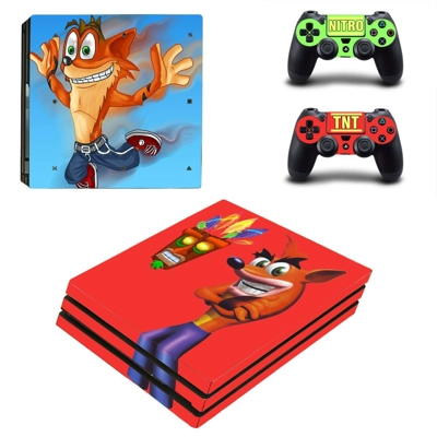 Crash Bandicoot decal skin for PS4 Pro Console and 2 Controllers