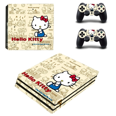 Hello Kitty decal skin for PS4 Pro Console and 2 Controllers Hello Kitty decal skin for PS4 Pro Console and 2 Controllers