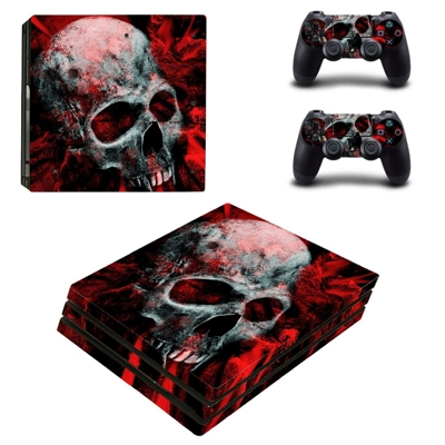 Blurry skull decal skin for PS4 Pro Console and 2 Controllers