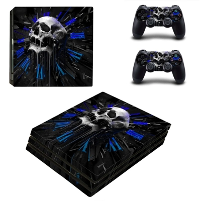 Clock skull decal skin for PS4 Pro Console and 2 Controllers