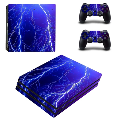 Thunder lighting decal skin for PS4 Pro Console and 2 Controllers