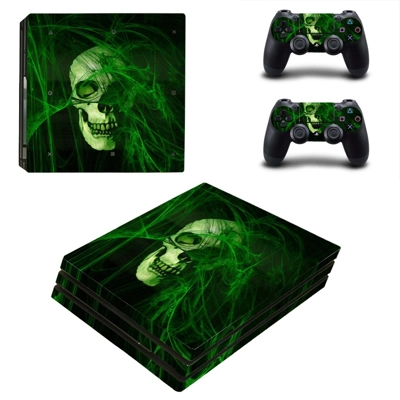 Red smoky skull decal skin for PS4 Pro Console and 2 Controllers
