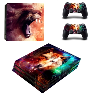 Wolf decal skin for PS4 Pro Console and 2 Controllers Wolf decal skin for PS4 Pro Console and 2 Controllers