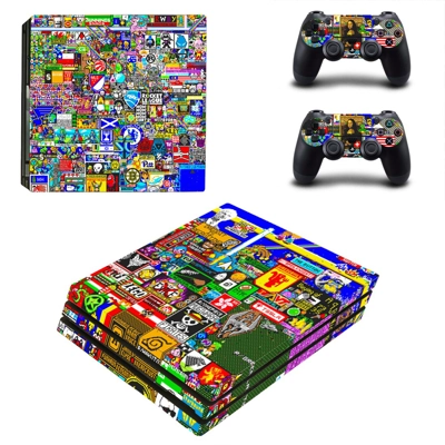 Sticker Bomb decal skin for PS4 Pro Console and 2 Controllers