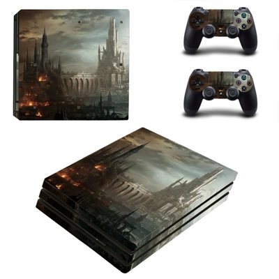Destruction City decal skin for PS4 Pro Console and 2 Controllers
