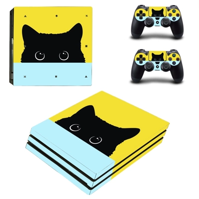Black Cat decal skin for PS4 Pro Console and 2 Controllers